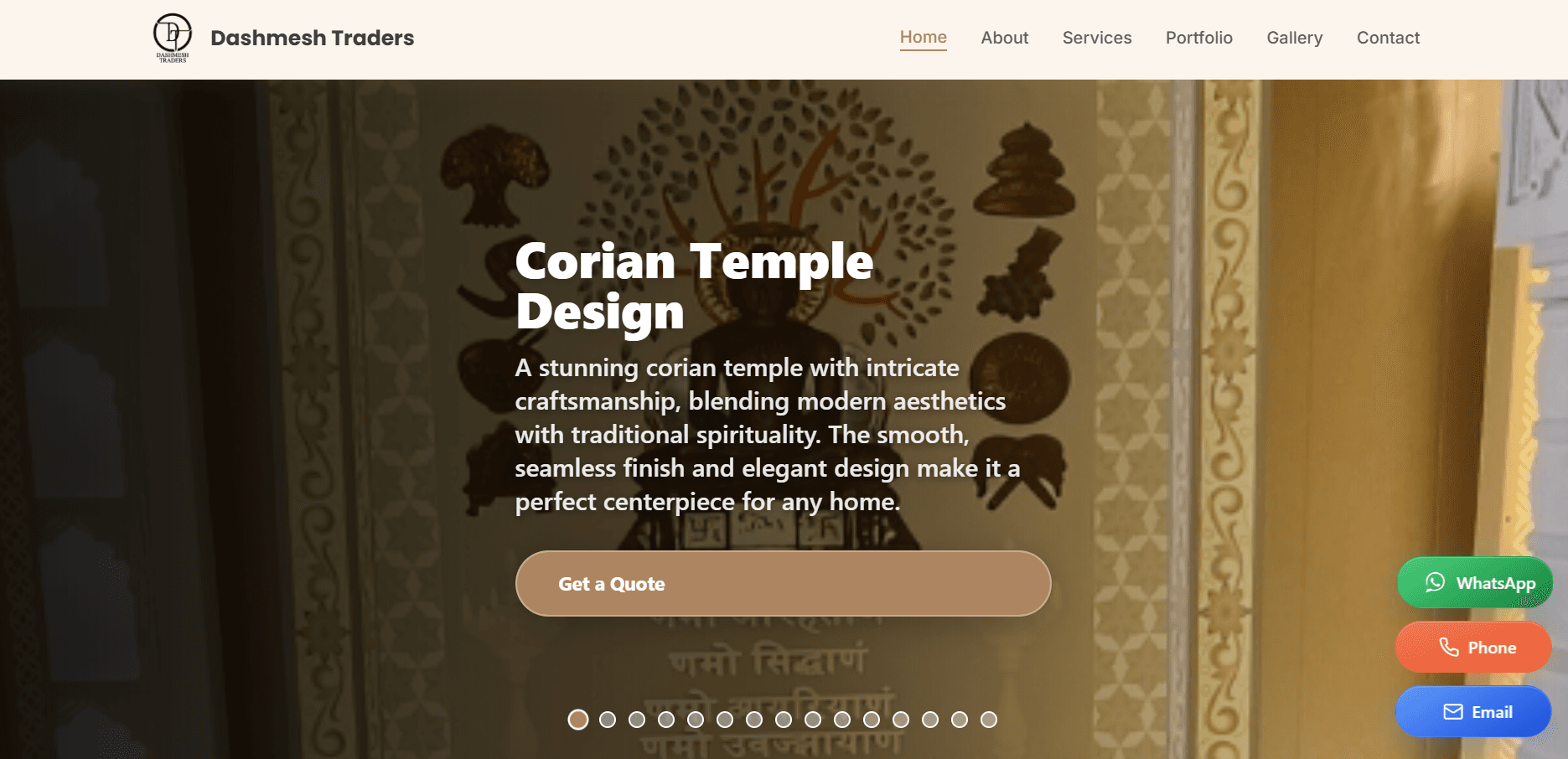 Dashmesh Traders - Vaurdin portfolio project - Interior design and modular kitchen e-commerce platform showcasing premium furniture, CNC manufacturing capabilities, and modern home solutions. Custom React web development.